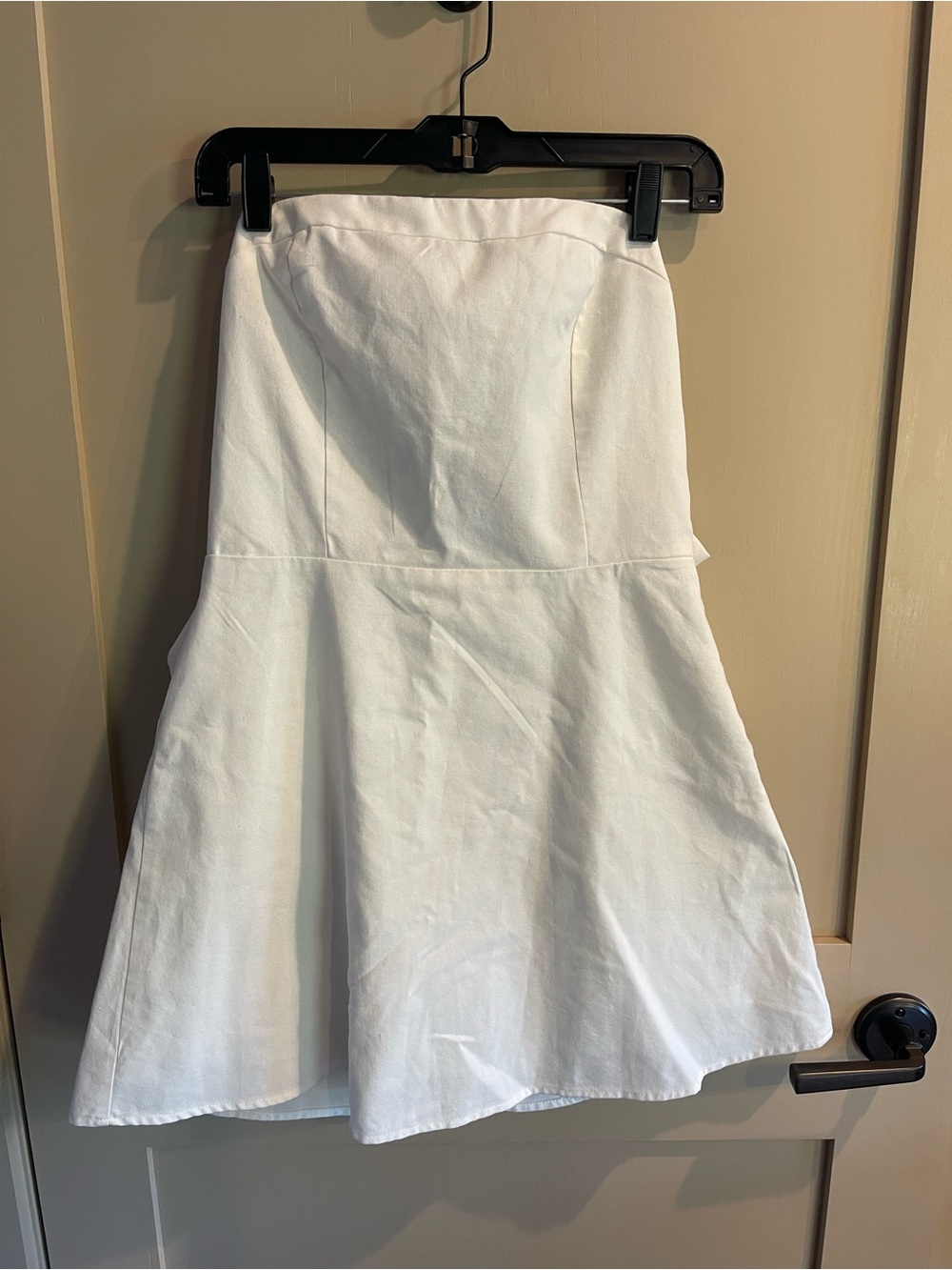 Altar'd State White A-Line Flared Mini Dress with bow in back